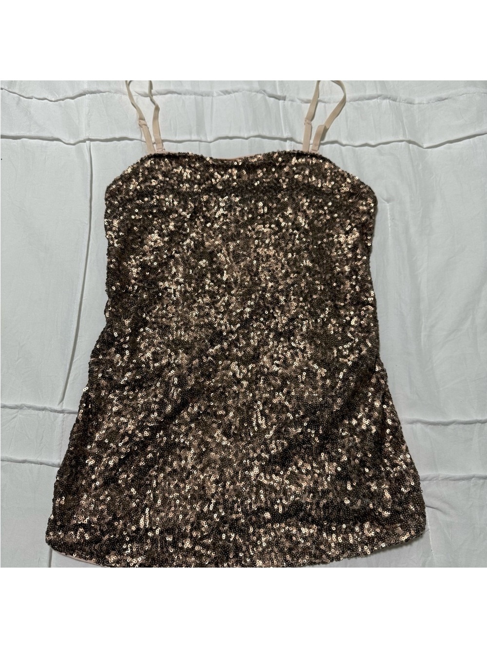 Express Gold Sequin Sleeveless Tank Top (Removable Straps)